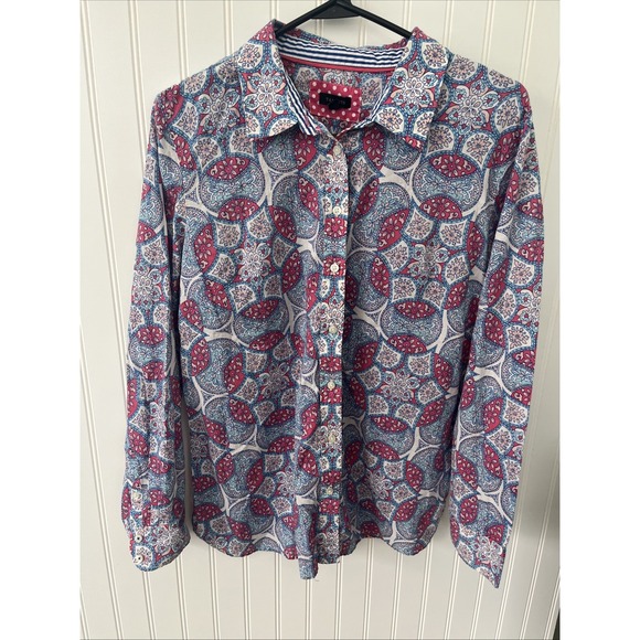 Talbots 100% Cotton Garden Medallion Long Sleeve Button-Up Shirt Size Large - Picture 6 of 10